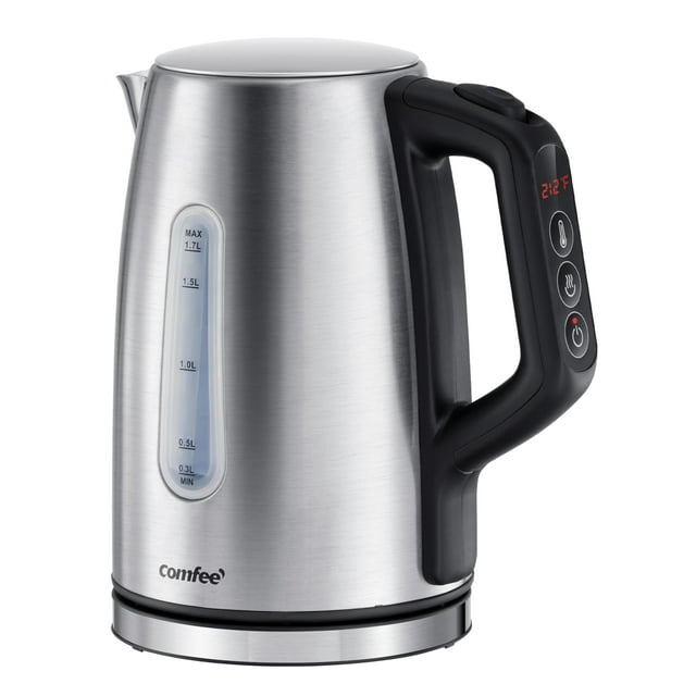 COMFEE' Stainless Steel Electric Kettle, Temperature Control with 6 Presets, 1-Hr Keep Warm, Kettle Water Boiler 1.7 Litres, 1500W with Viewing Windo
