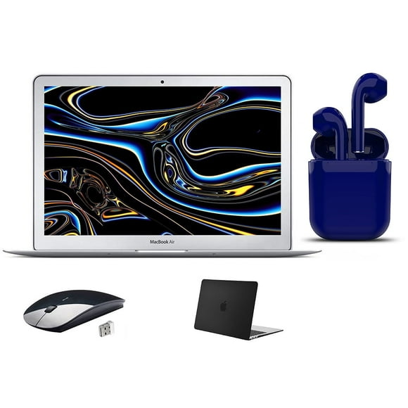 Refurbished Apple MacBook Air 13.3-inch Intel Core i5 8GB RAM 128GB SSD Mac OS Bundle: USA Essentials Bluetooth/Wireless Airbuds, Black Case, Wireless Mouse By Certified 2 Day Express (Refurbished)