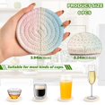 thumbnail image 2 of Yayeee 6 PCS Drink Coasters with Holder Set Woven Absorbent Round Tabletop Hot Pad, Light Blue Stripes, 2 of 7