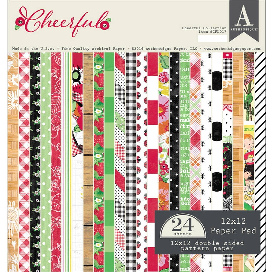 Authentique DoubleSided Cardstock Pad, 12" x 12", 24pk, Cheerful, 12