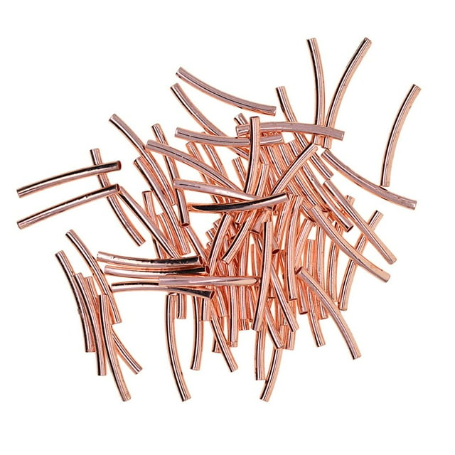 50x componentes artesanales, perlas de tubo curvado, perlas de tubo de campana de viento - plata, Oro rosa