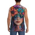 thumbnail image 4 of Fotbe Bohemian Colorful Flower Woman Men's Camiseta sin Mangas Estampada para Hombres, Playera Casual para Gimnasio, Entrenamiento, Playa-Large, 4 of 7