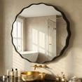 thumbnail image 3 of Fahomiss 32" Large Round Mirror, Black Wall Mirror with Wavy Frame for Bathroom Vanity, 3 of 11