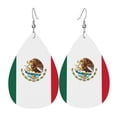 thumbnail image 6 of Faux Leather Earrings Earring Mexican Flag Teardrop Dangle Earrings For Women Jewelry, 6 of 6