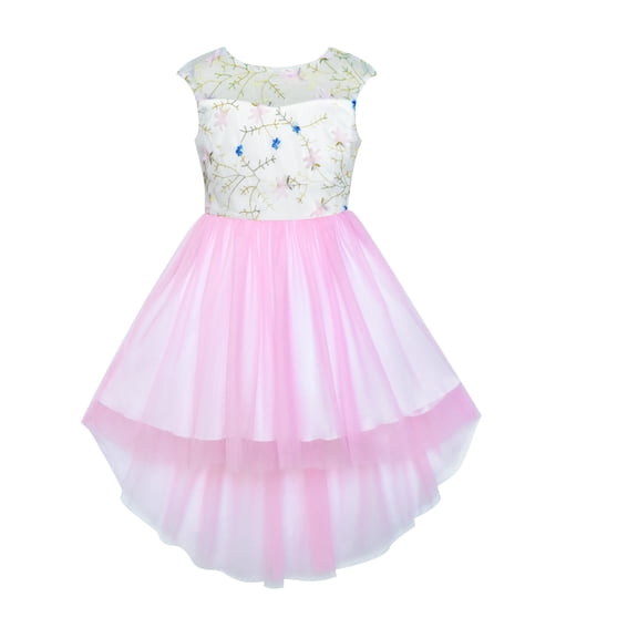 Flower Girls Dress Pink Hi-low Skirt Wedding Party 3 Years