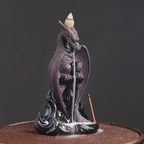 1pc Purple Clay Dragon Backflow Incense Burner, Pterosaur Home Decor (Without Incense)