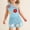 Blue, variant on qelini Sleeveless Top and Shorts Set Girls 0-3Years 3D Floral Ribbed Knit Summer 2 Piece Outfit Summer Sets