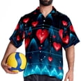 thumbnail image 4 of Valentine's Day Love ECG Men's Hawaiian Button Down Short Sleeve Casual Printed Summer Beach Unisex Shirt, 4 of 6