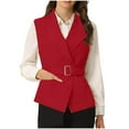 thumbnail image 2 of Aueoeo Womens Casual Cardigan Vests Open Front Sleeveless V Neck Business Jacket Solid Color Waistcoat, 2 of 8