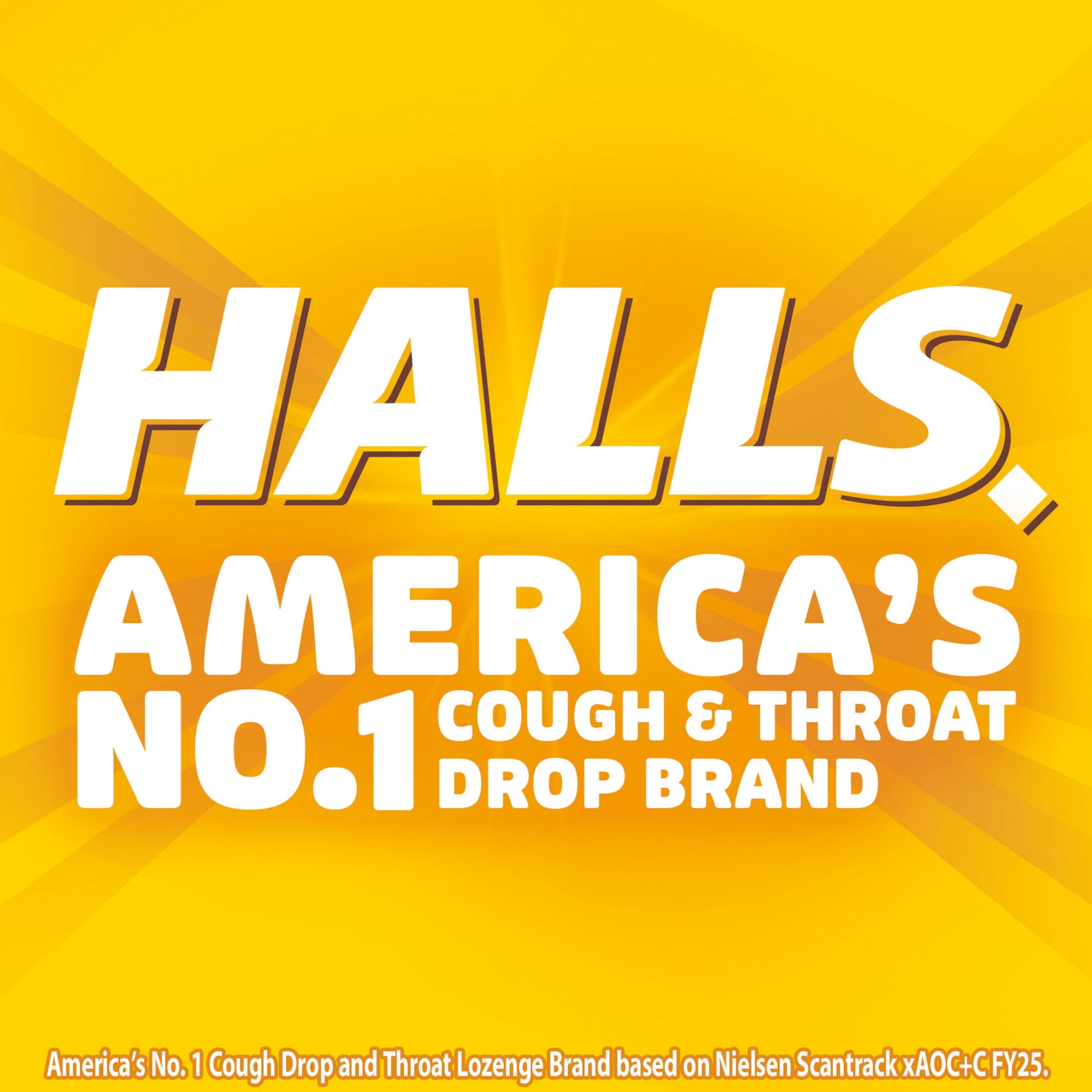 HALLS Cough and Throat Relief Honey Lemon Cough Drops, No Synthetic Dyes, FSA/HSA Eligible, 30 Drops