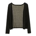 thumbnail image 3 of Maqroz Short Cardigan Women Long Sleeve Open Front Beach Cover Up Lightweight Knit Swimsuit Coverup Summer Vacation Cropped Top, 3 of 5