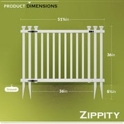 3ft H x 4.2ft W (1 Gate) No Dig Zippity Baskenridge Gate Kit, White Vinyl Picket Fence Gate Kit for Baskenridge Fence Panels, Gate for Backyard, Patio, Outdoor, Garden Fence, ZP19038