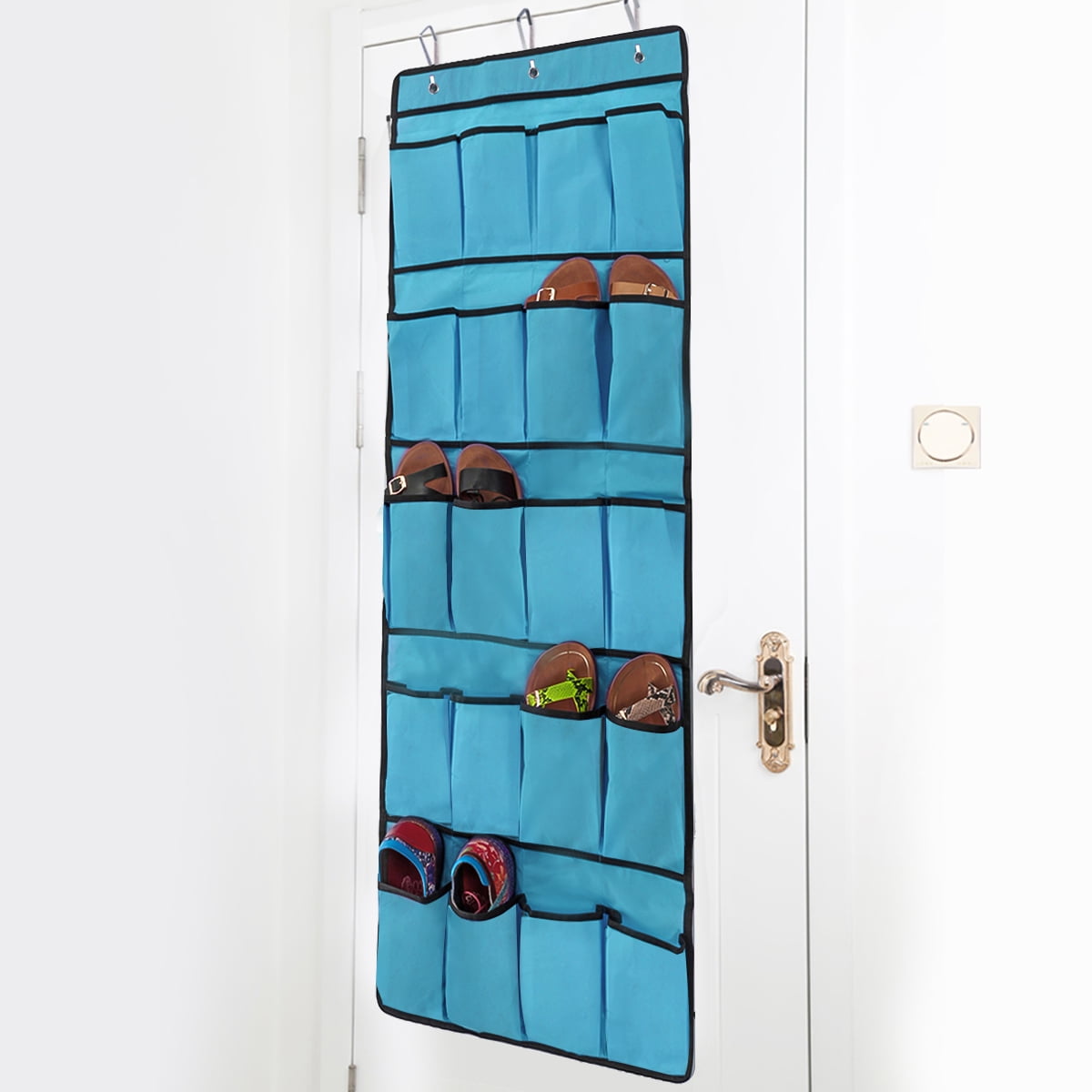 Over the Door Shoe Organizer 24 Mesh Pockets Nonwoven Over the Door