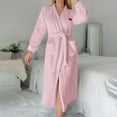 thumbnail image 2 of Penkiiy Womens Robe Long Hooded Button Bathrobes Cute Housecoat Soft Warm Robes For Women XL Pink, 2 of 8