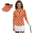 thumbnail image 2 of Garronmavis Orange Polka Dots Women's Golf Shirt and Sun Visor Hat Set Moisture Wicking 3/4 Sleeve Golf Shirts Adjustable Fashion Baseball Golf Cap Suitable for Tennis Enthusiasts Quick Dry, 2 of 7