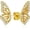 Gold-Butterfly Wings-1 Pair, variant on butterfly wing earrings, 18K gold-plated CZ imitation diamond silver stud earrings, women's mini butterfly ear cartilage earrings, gold stud earrings.