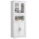 thumbnail image 1 of QinaQin Gabinete alto para baño o cocina con puertas de vidrio y repisa ajustable, mueble independiente para toallas, despensa o lavandería, 1 of 9