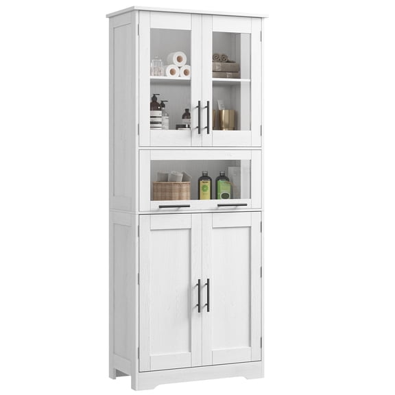 TEQIN 67" Tall Kitchen Pantry Storage Cabinet, 23.6“ Wide Kitchen Hutch Cabinet with Storage Drawers, Large Food Pantry, Modern Cupboard with Hutch for Dining Living Room, White