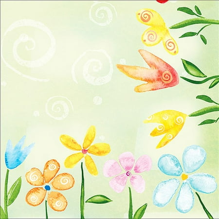 Creative Expressions Beverage Napkins - 16-Pack, Watercolor Blooms