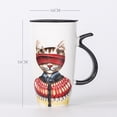 thumbnail image 2 of Ceramic Mug Fashion Cat Printed Milk Mug Coffee Mug Tea Mug with Lid, 2 of 10