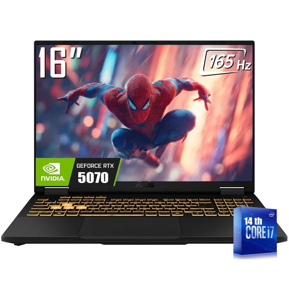 ASUS TUF F16 Gaming Laptop, 16" 1920 x 1200 FHD  165Hz LED Display, Intel Core i7 14650HX, NVIDIA GeForce RTX 5070 8GB GDDR7, RGB Backlit KB, Win11 Home(16GB DDR5 & 1TB SSD)