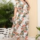 thumbnail image 5 of Vestidos Para Mujer Midi Vestido de Talla Grande Estampado Cuello en V Manga Corta Cintura Elástica Playa Sol Vestido Con Volantes Fluido Odeerbi  ODB156041, 5 of 9