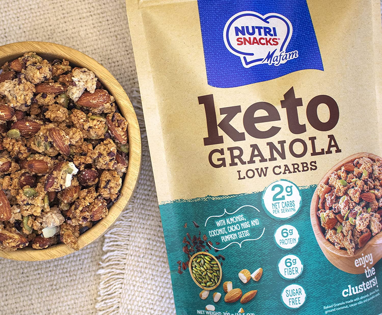 Nutri Snacks Keto Granola, Low Carb  and Ready to Use, 10.5 oz. Resealable Bag