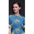 thumbnail image 4 of Bimba Rayon Black Berry & Yellow Sparrow Bird Printed Womens Long MaxiDressGown With Side Slit-Small, 4 of 6