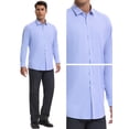 thumbnail image 5 of DARING DIVA Men's Plaid Long Sleeved Button Down Houndstooth Dress Shirts M Light Blue, 5 of 6