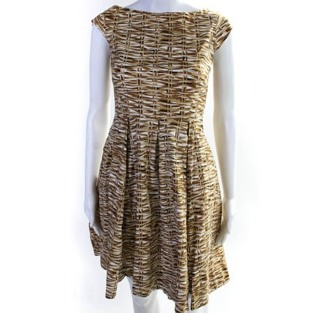 

Pre-owned|Kate Spade Womens Basket Weave Print Poplin Mini A Line Dress Brown Size 00