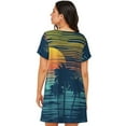 thumbnail image 3 of Hirioo Palm Trees for Women’s Nightdress Comfortable Short Sleeve Nightwear Casual Sleep Dress, 3 of 8