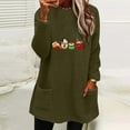 thumbnail image 2 of Plain Pullover Round Neck Fuzzy Fleece Long Sleeve Tops Womens Thick Thermal Sweater Warm Plush Sweatshirt with Pockets,Army Green,XL, 2 of 4