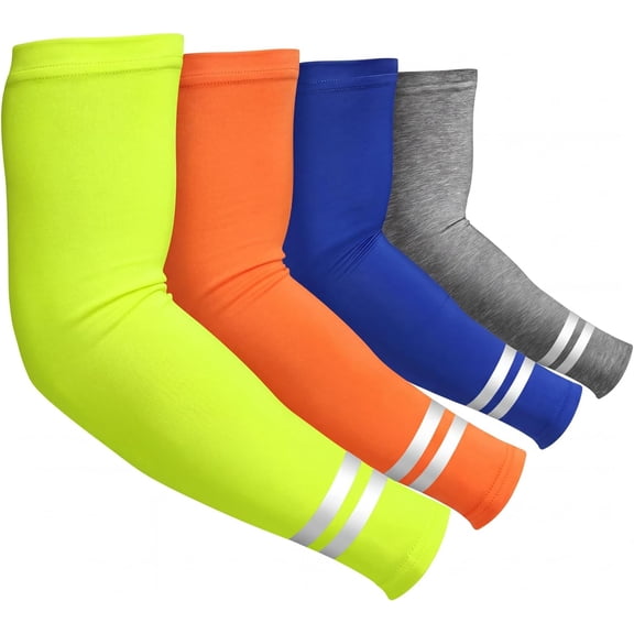 TELOLY 4 Pairs Sun Protection Cooling Sleeves for Men Women Reflective Uv Block Arm Cover High Visibility for Outdoor Sports Arm Sleeve for Cool Protection