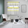 thumbnail image 4 of Yellow Grey Kitchen Curtains Sets for Windows 36 Inch Length, Chic Garden Floral Stripe Embroidery Design Rod Pocket Window Treatments Tier Curtains and Valances Set for Bedroom/Bathroom, 4 of 8