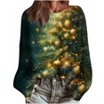 thumbnail image 6 of yardsong Long Sleeve Boat Neck Imitation Sweater for Women - Ugly Christmas Wine Red Glass Pattern Holiday Tops Gold,XXL, 6 of 6