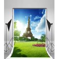 thumbnail image 1 of Telón de fondo ABPHQTO 150x220 cm Torre Eiffel Primavera París Flores florecientes Bosque Cielo azul Nube blanca Naturaleza Fotografía Romántica Fondo Niño, 1 of 3