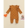 thumbnail image 2 of Bagilaanoe Newborn Baby Girl Boys Valentine's Day Jumpsuit Heart Print Long Sleeve Ruffles Bodysuit 3M 6M 9M 12M 18M Infant Ribbed One Piece Romper, 2 of 8