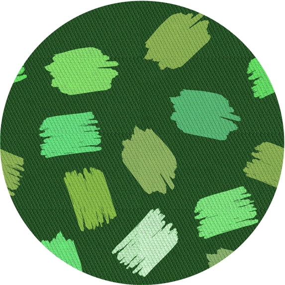 Ahgly Company Machine Washable Indoor Round Transitional Deep Emerald Green Area Rugs, 3' Round
