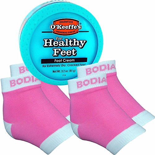 Bodiance Moisturizing Gel Heel Socks or Sleeves, 2 Pairs, Pink, Large
