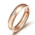 thumbnail image 6 of 4MM Rose Gold/Gold/Silver Stainless Steel Zircon Band Men Women's Ring Size 5-13, 6 of 9