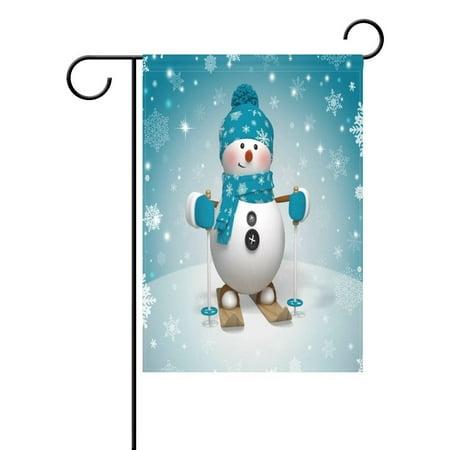 Skiing Snowman POPCreation Cartoon Skiing Snowman Garden Flag Winter Snowflake Christmas Outdoor Flag Home Party 28x40 inches ()