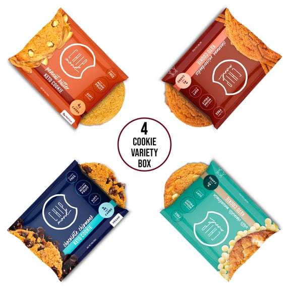 ChipMonk Keto Cookies, Variety Pack - Low Carb Keto Friendly Snacks, Dessert, Gluten-Free, High Fat and Protein, Low Sugar