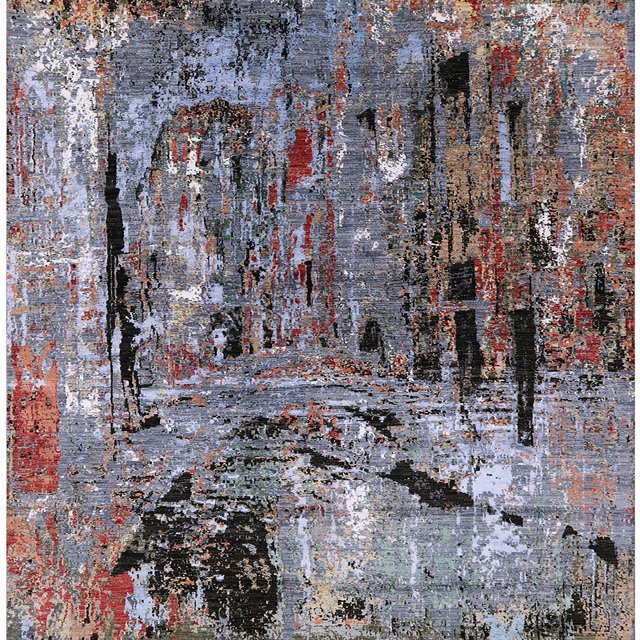 Ahgly Company Machine Washable Indoor Square Industrial Modern Eggplant Purple Area Rugs, 3' Square