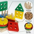 thumbnail image 2 of Wooden Building Blocks Set  Wooden Educational Toy  Wooden Shape Color Recognition Preschool Stack and Sort Geometric Board Blocks for Kids Children, 2 of 11