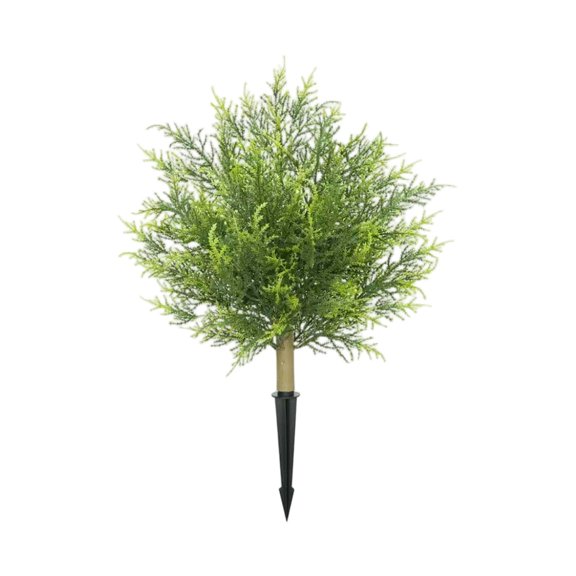 DAMAI 23.6" Artificial Cedar Topiary Trees for Front Porch Decor Realistic Xmas Tree Shrubs Faux Cypress Greenery Fake Potted Plants for Indoor and Outdoor Front Porch Gardens