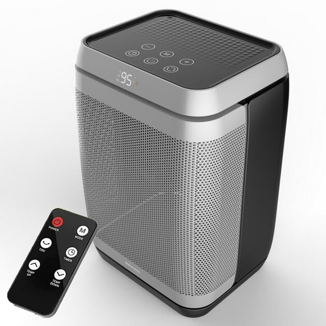 yeacher 1500W Portable Heater with Remote, 80° Oscillation, Touch Controls, Air Purification, 4 Modes, Adjustable Temp, 12H Timer, Overheat Protection, Quiet, 110V US Plug