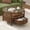 B, variant on Walnut Round Lift Top Coffee Table, Solid Wood Fluted Cocktail Table with Hidden Storage, Modern Farmhouse Circular Center Table for Living Room