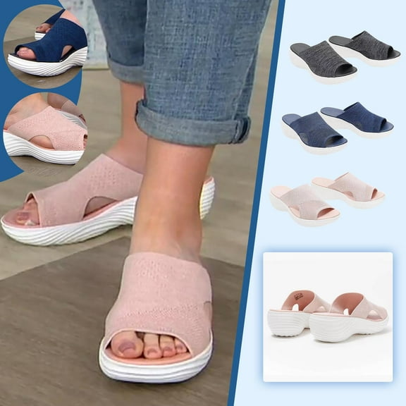 Jacenvly 2024 New New Style Casual Women's Sandals and Slippers with Flat Bottom for Outer Blue Sandals for Women