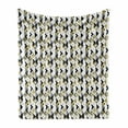 thumbnail image 1 of Geometric Soft Flannel Fleece Blanket, Abstract Triangles with Stripes and Rhombuses Dotted Background Modern Art, Cozy Plush for Indoor and Outdoor Use, 60" x 80", Beige Black White, by Ambesonne, 1 of 6