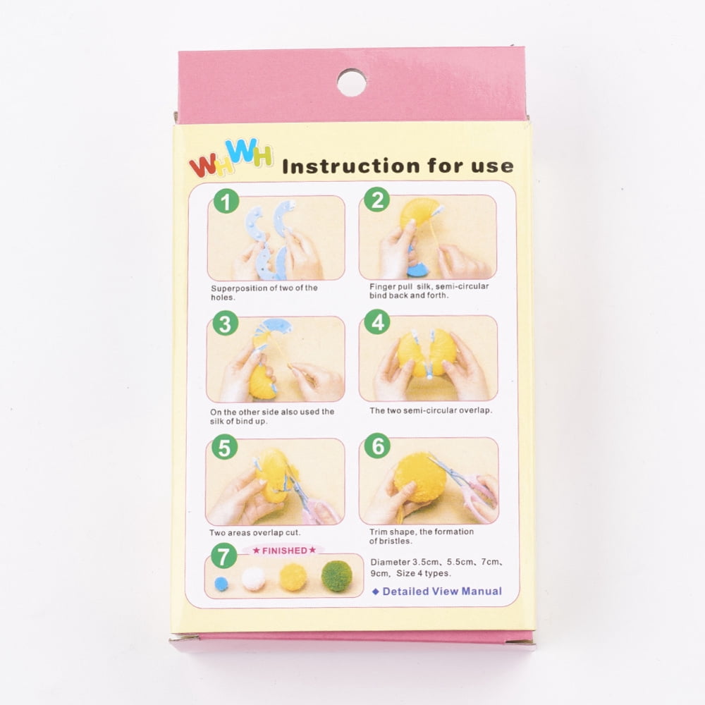 Plastic Knitting Loom for Making Pom Pom Including Instruction Pom Pom Maker sets Mixed color 51~99x35~90x12mm about 4 colors 2pcs/color 8pcs/set